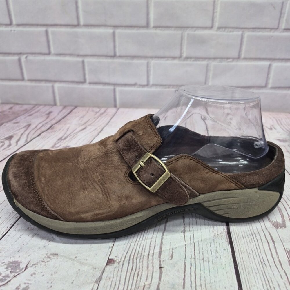 Merrell Encore Kassie Buckle Slide Flats Women's SZ 9 Brown Leather - Picture 5 of 9